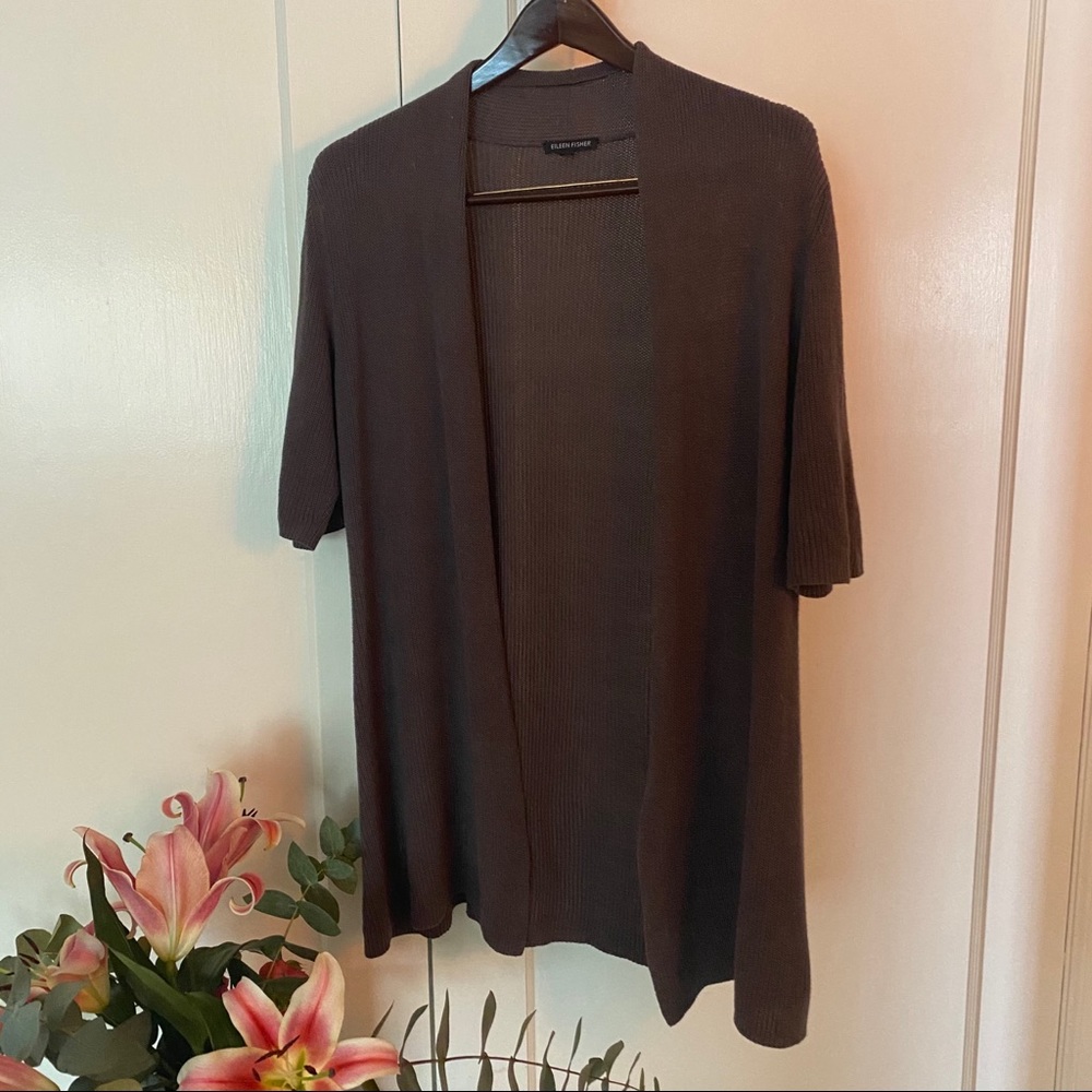 Eileen Fisher Cotton Silk Jacket Medium Brown